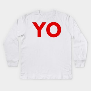 Red YO design from pizza truck Kids Long Sleeve T-Shirt